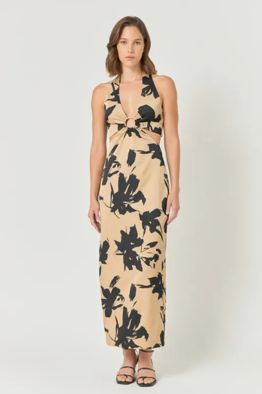 Halter Ring Printed Maxi Dress sold by Endless Rose