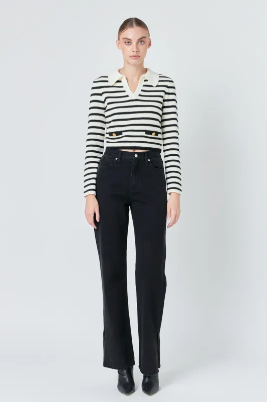 Striped Knit collared Sweater sold by Endless Rose