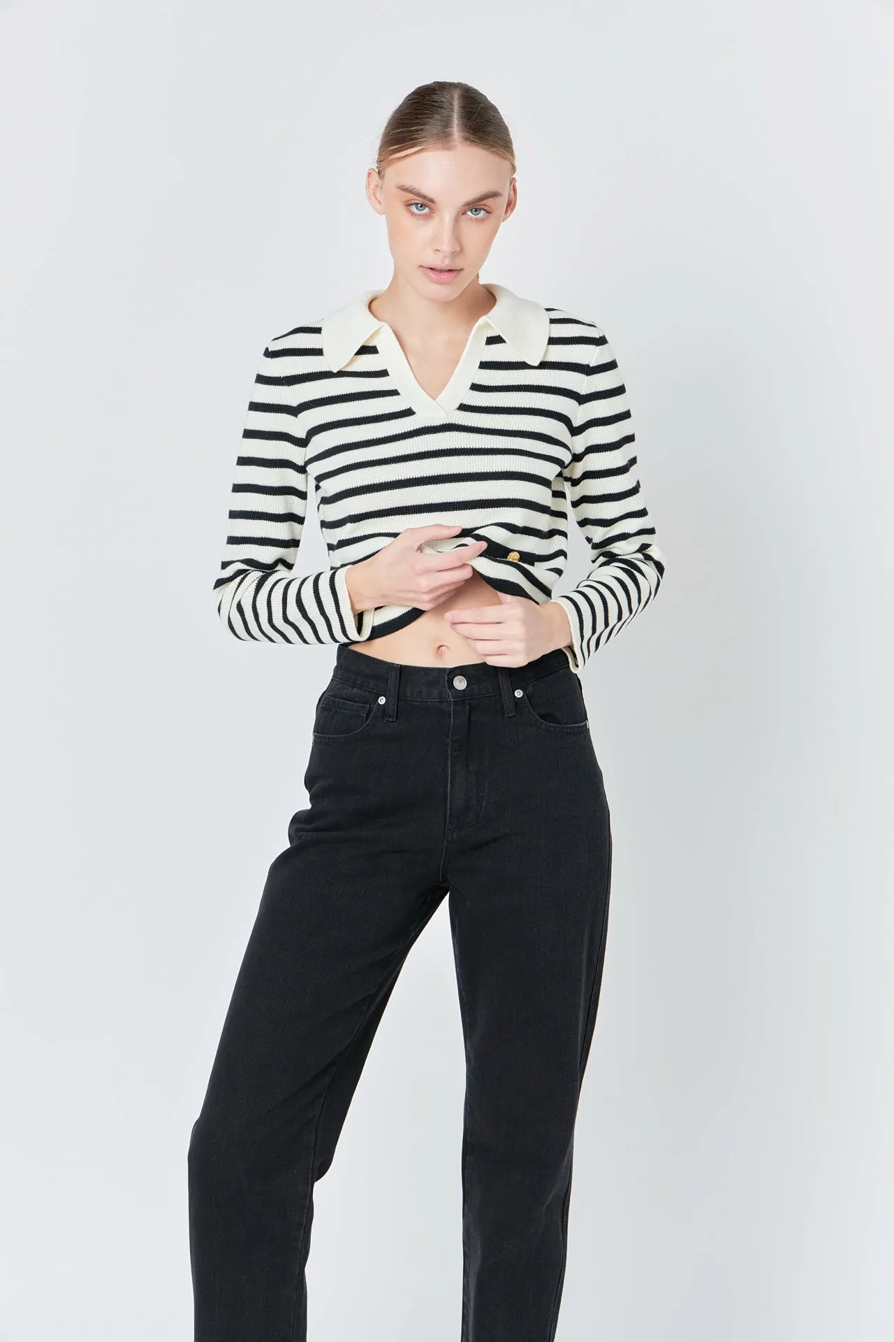 Striped Knit collared Sweater sold by Endless Rose product image thumbnail 5