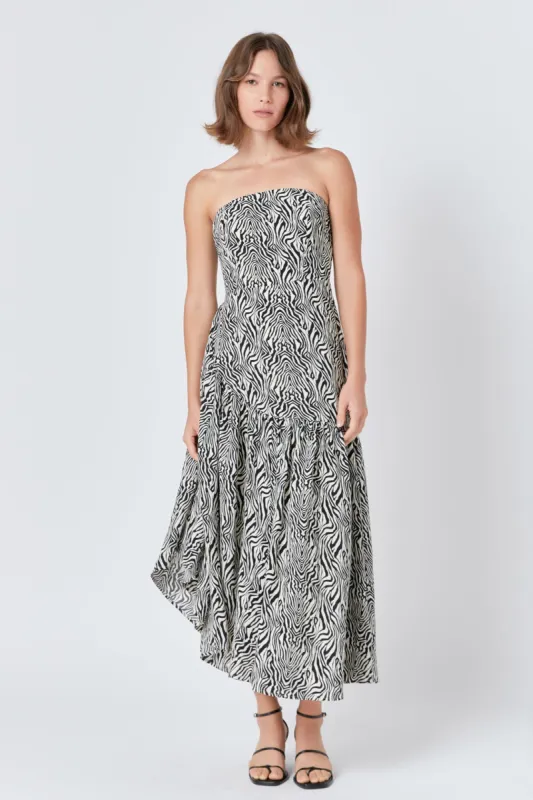 Strapless Asymmetrical Maxi Dress sold by Endless Rose