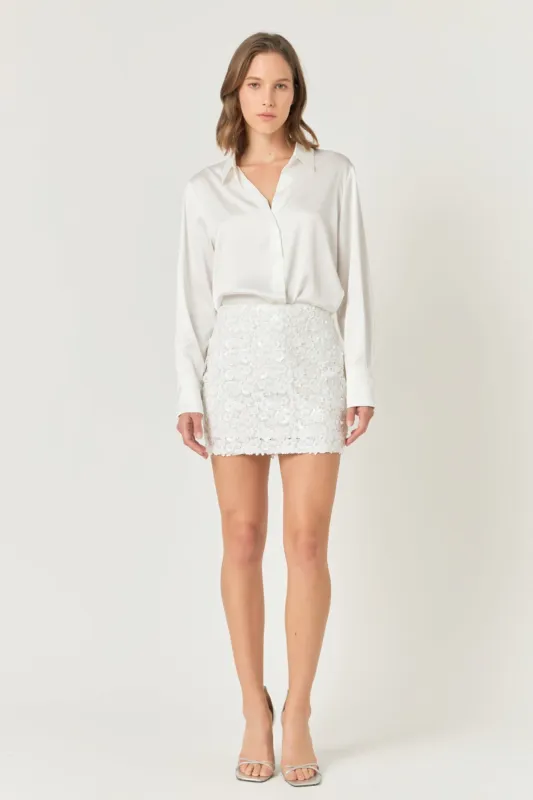 Floral Sequins Mini Skirt sold by Endless Rose