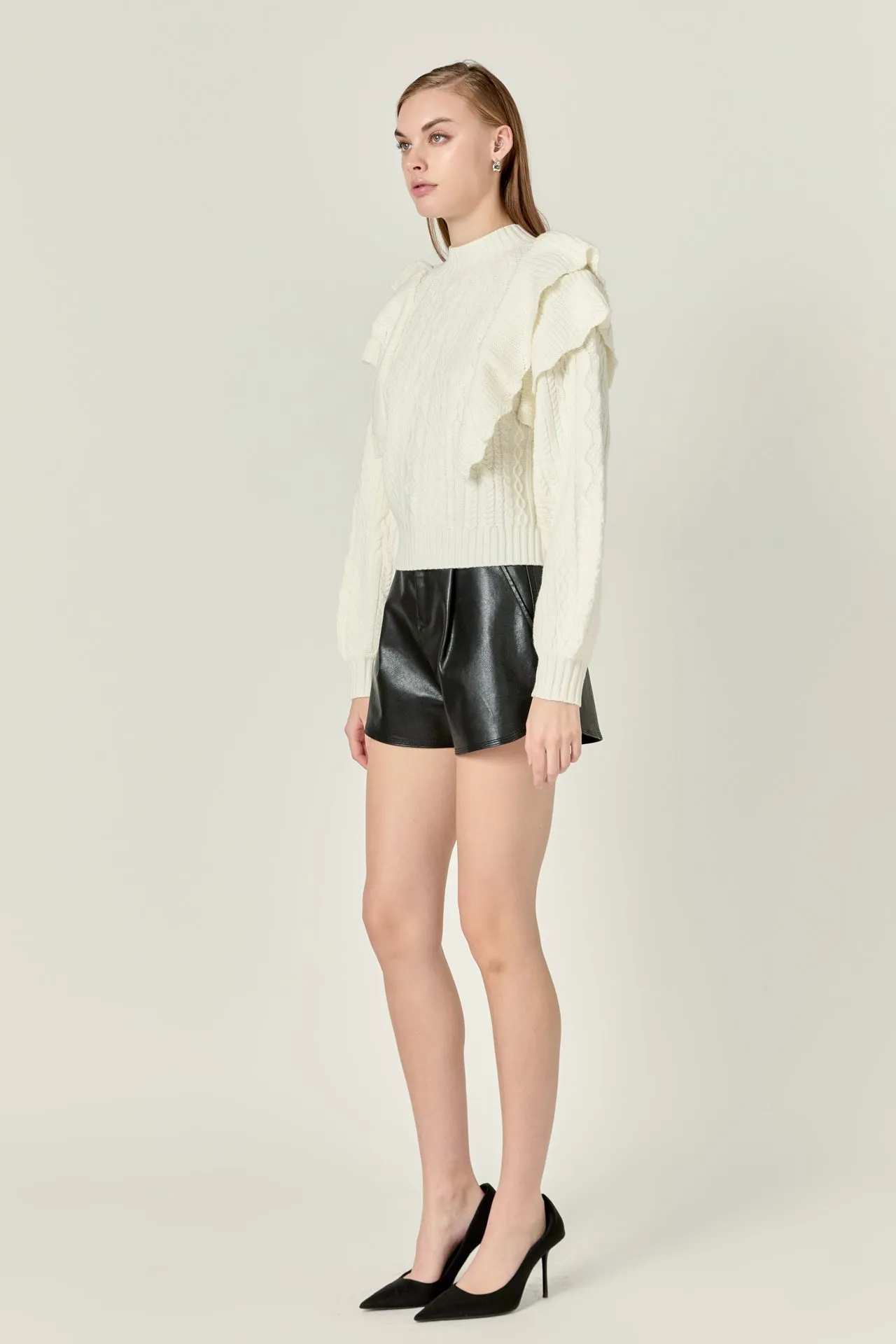 Cable Knit Ruffled Sweater sold by Endless Rose product image thumbnail 3