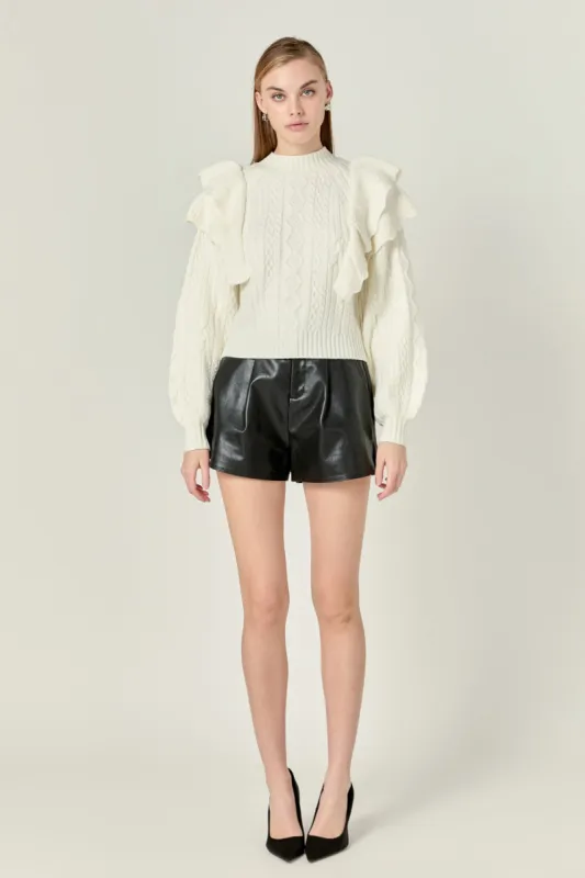 Cable Knit Ruffled Sweater sold by Endless Rose
