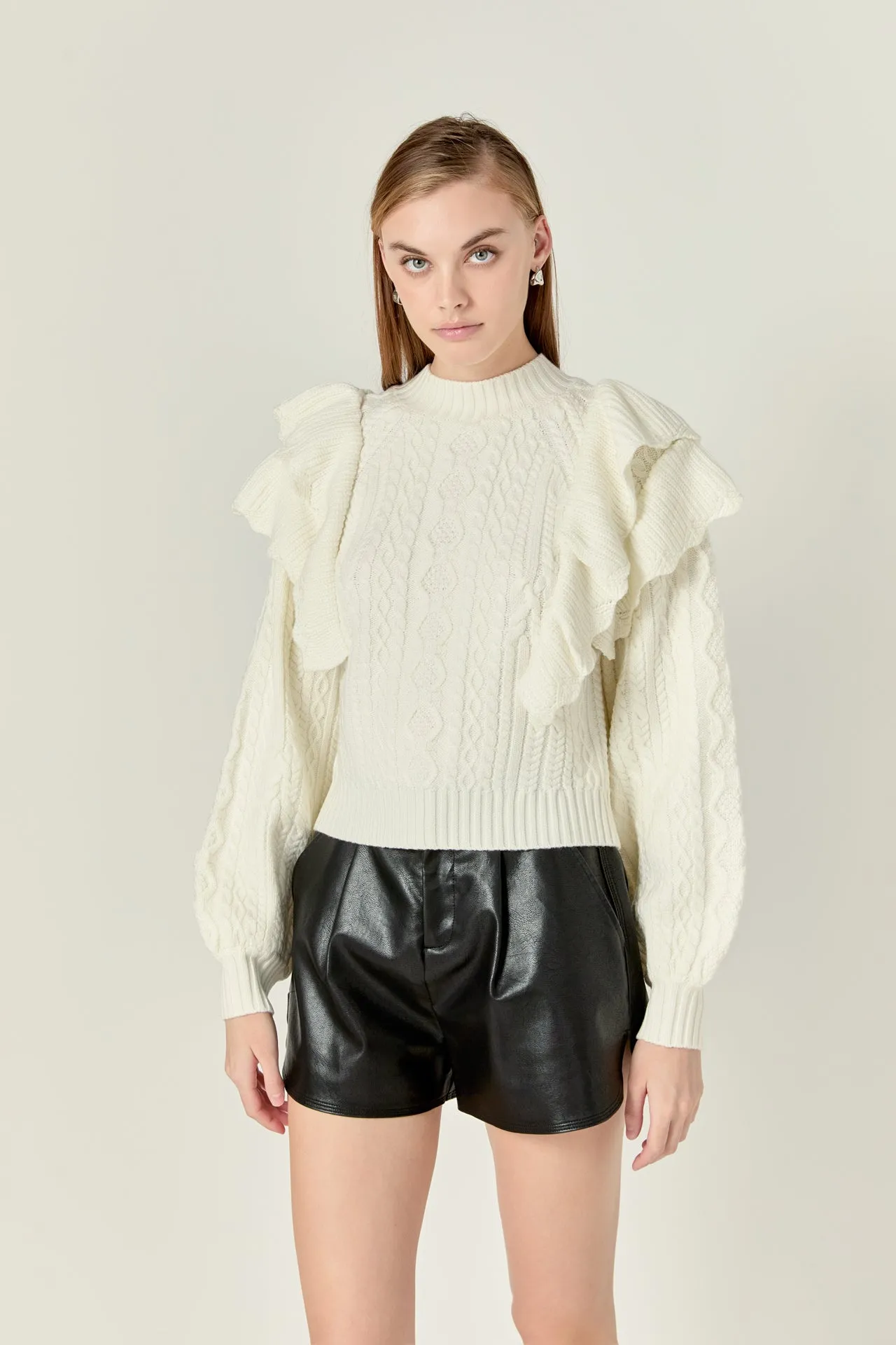 Cable Knit Ruffled Sweater sold by Endless Rose product image thumbnail 5