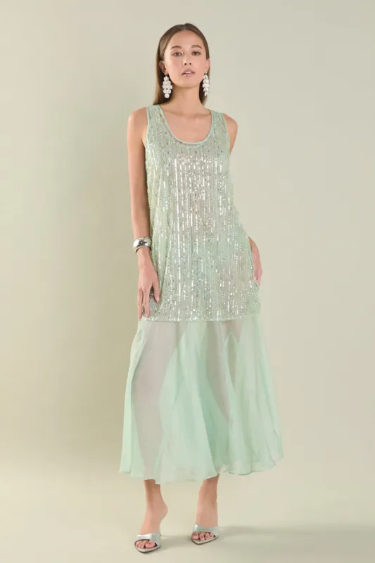 Sequins Overlay Chiffon Maxi Dress sold by Endless Rose