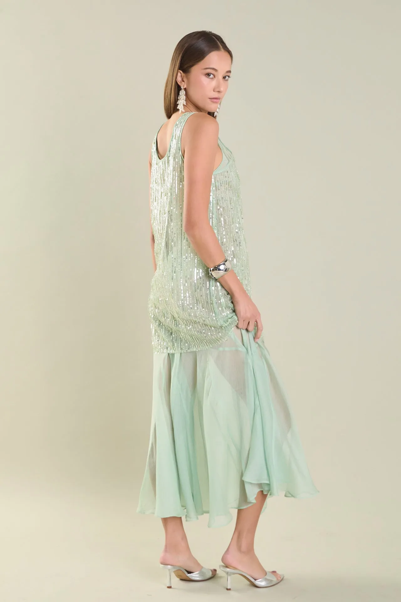 Sequins Overlay Chiffon Maxi Dress sold by Endless Rose product image thumbnail 4