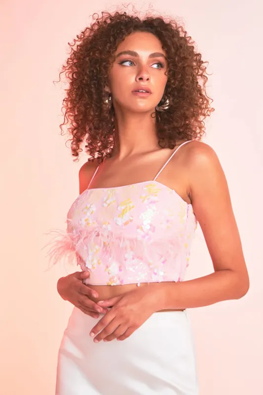 Sequin Feather Sleeveless Top sold by Endless Rose