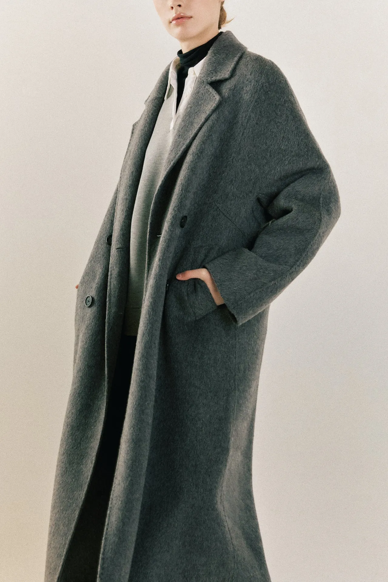 Double Breasted Handmade Blend Maxi Coat sold by Endless Rose product image thumbnail 4