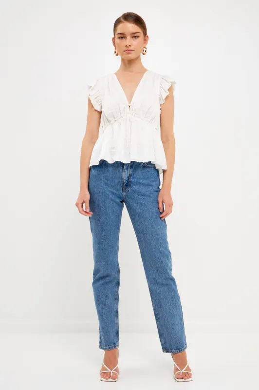 Light Sheen Woven Front Tie Top sold by Endless Rose