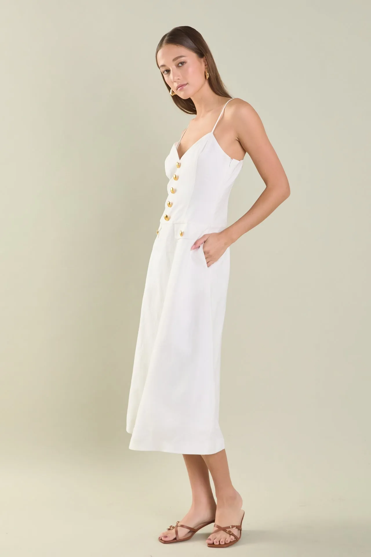 Linen Buttoned Midi Dress sold by Endless Rose product image thumbnail 3