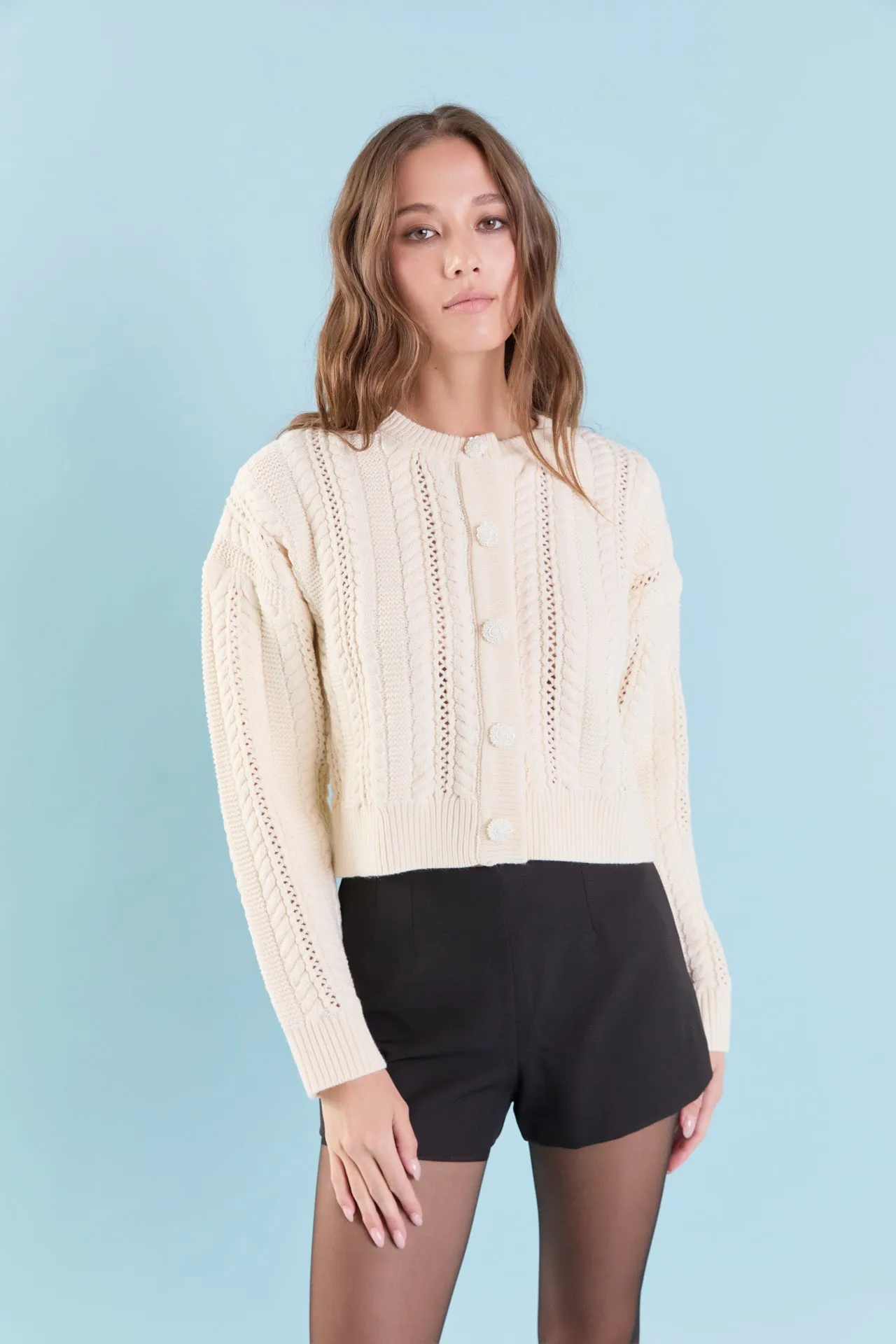 Cable Knit Buttoned Sweater sold by Endless Rose product image thumbnail 5