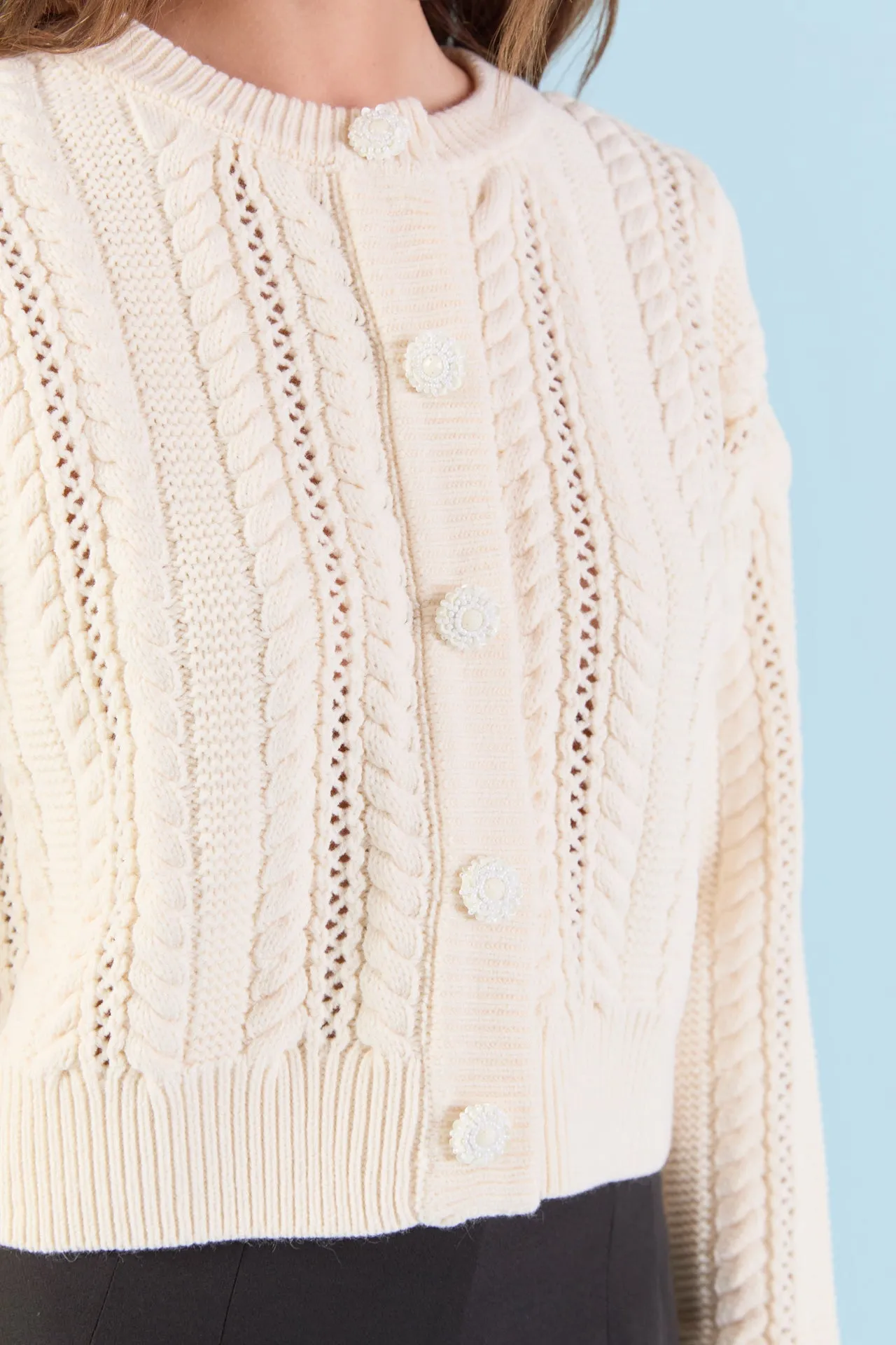 Cable Knit Buttoned Sweater sold by Endless Rose product image thumbnail 2
