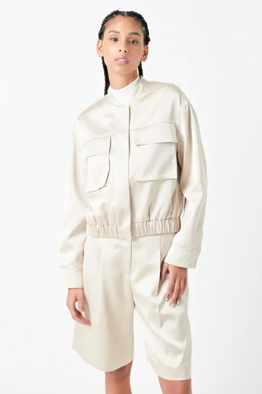 Pocket Satin Jacket sold by Endless Rose