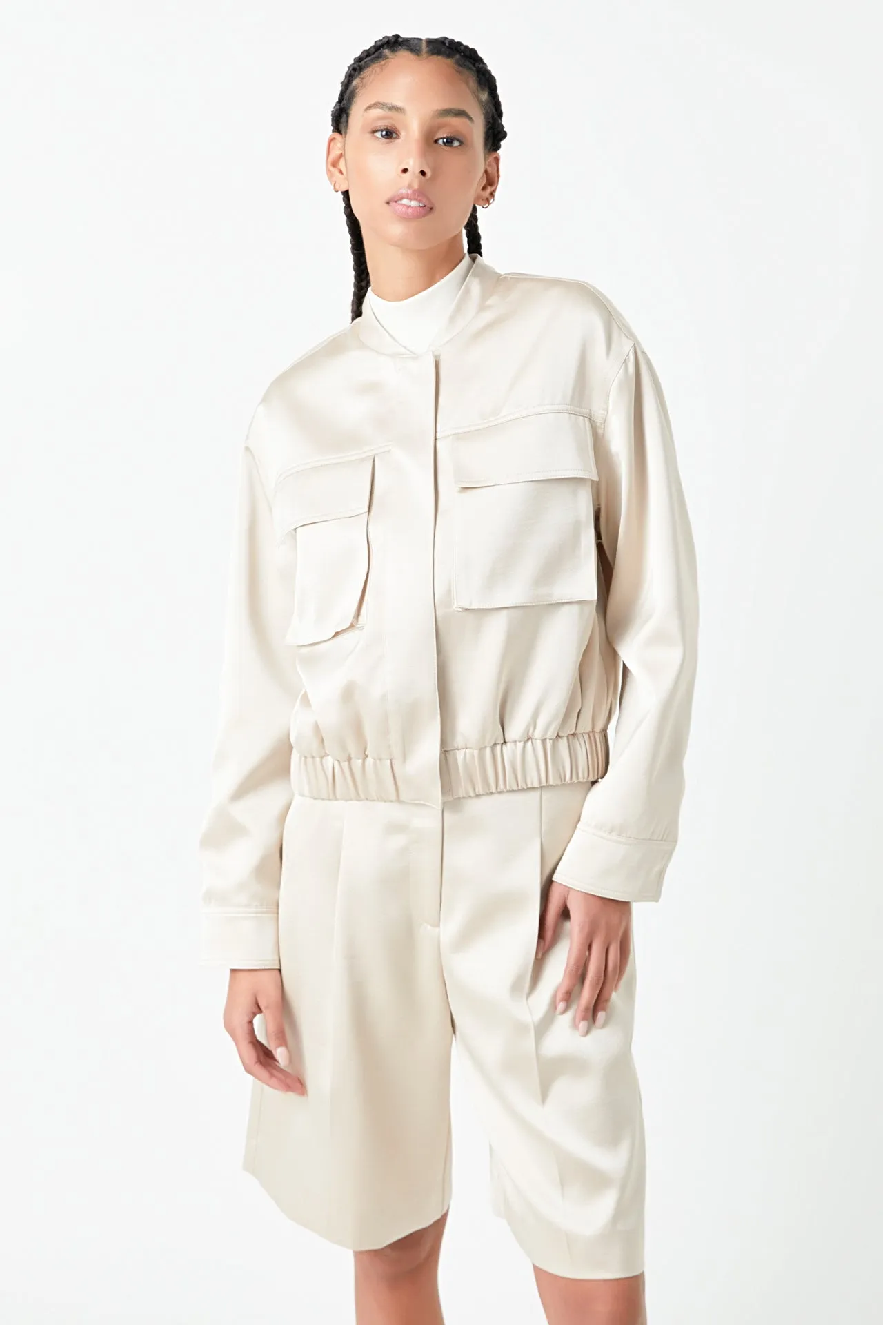 Pocket Satin Jacket sold by Endless Rose