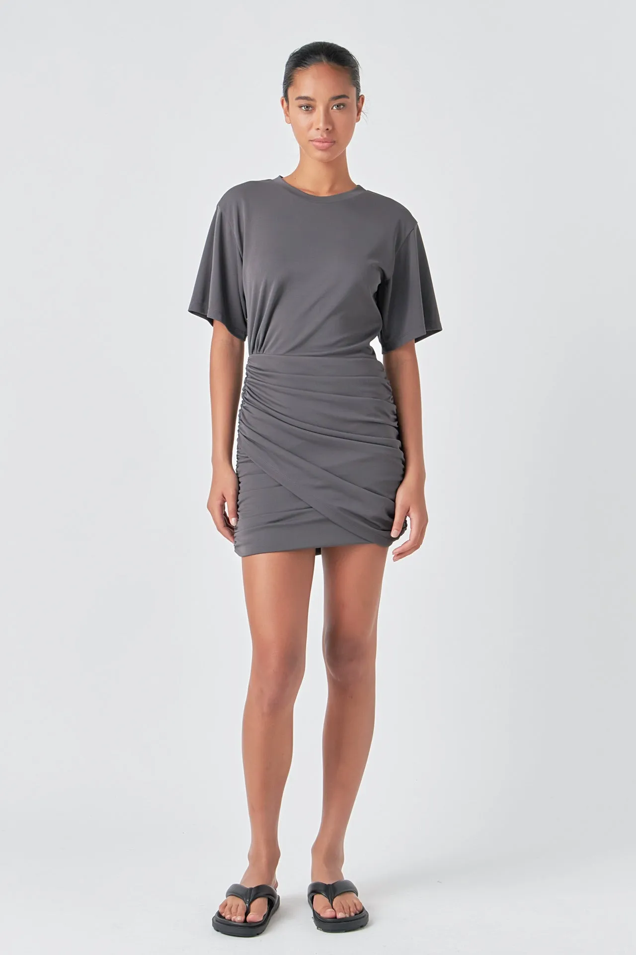 Asymmetric Ruched Mini Dress sold by Endless Rose product image thumbnail 4