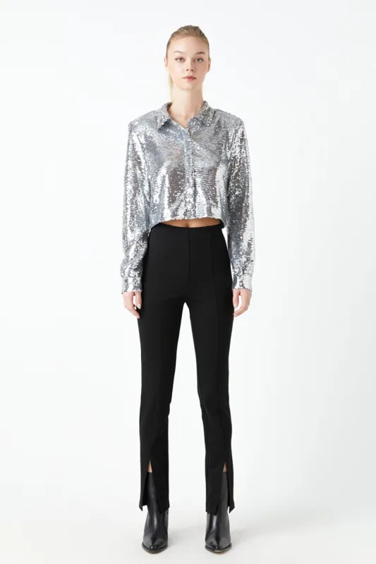 Sequins Cropped Shirt sold by Endless Rose