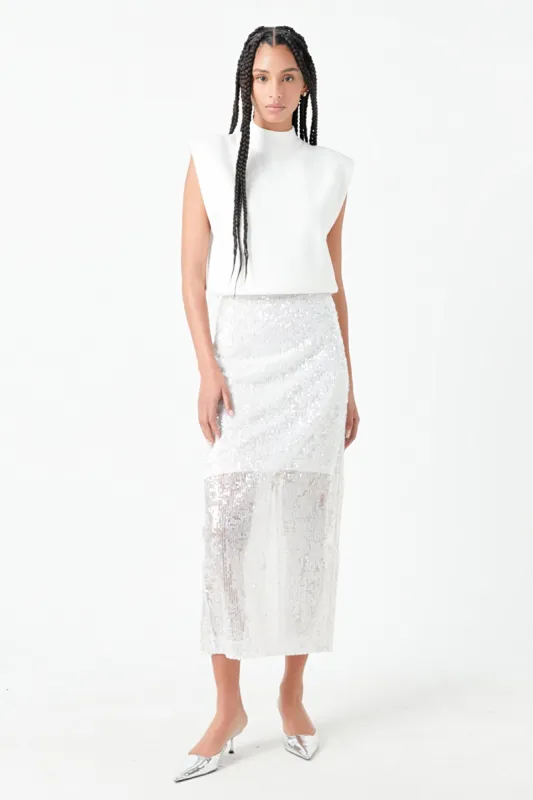 Sequin Back Slit Maxi Skirt sold by Endless Rose