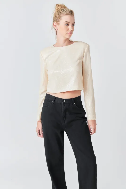 Sequin Power Shoulder Top sold by Endless Rose