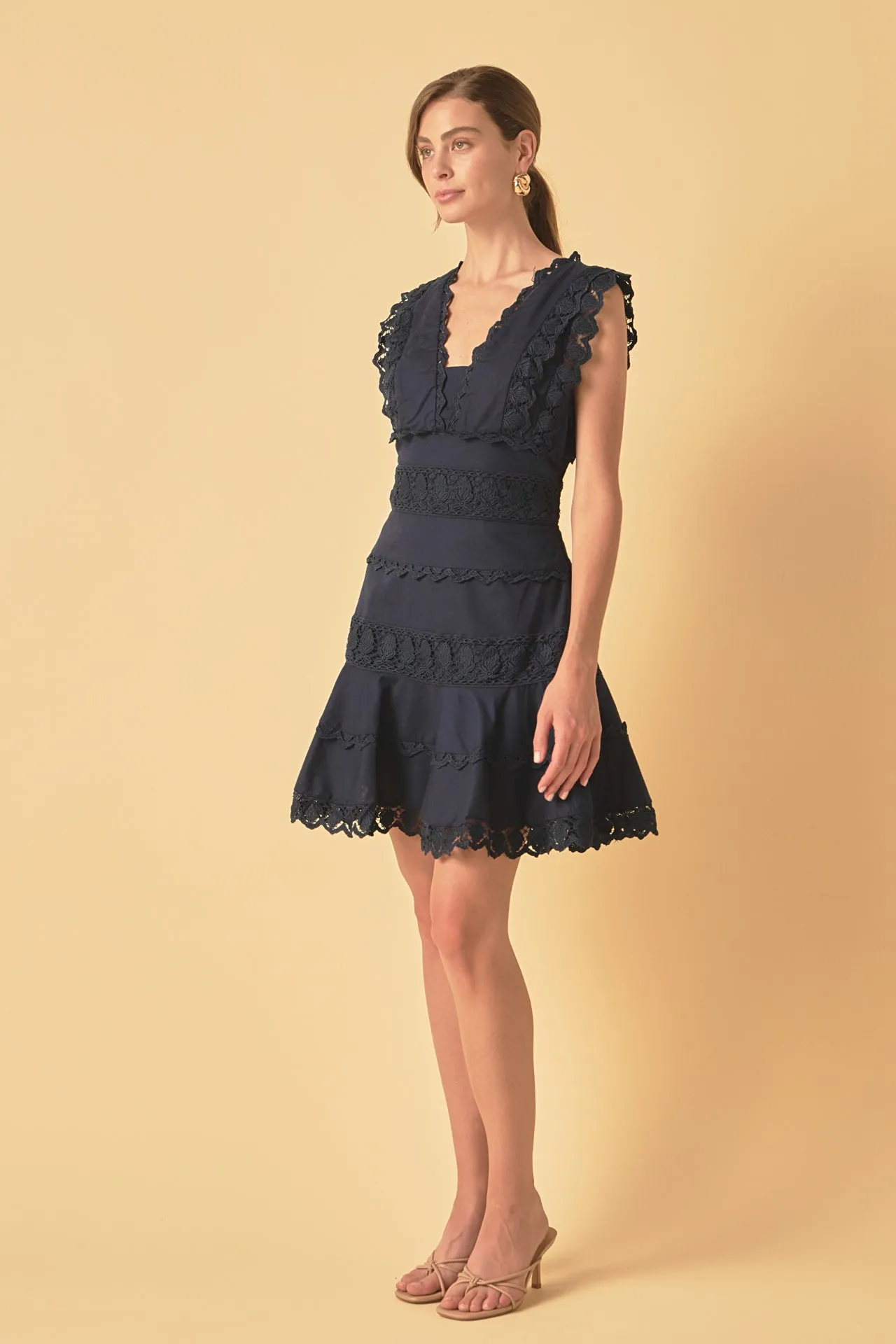 Plunging Neck Lace Trim Dress sold by Endless Rose product image thumbnail 3
