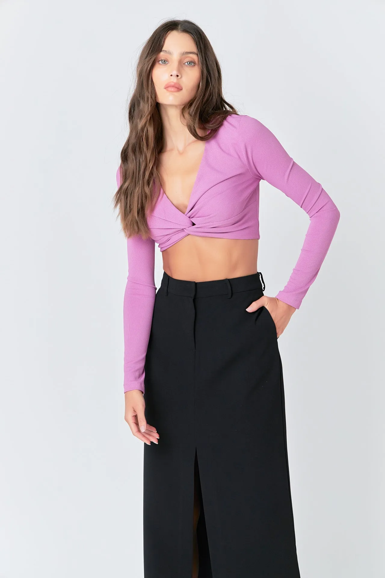 Front Twist Cropped Long Sleeve sold by Endless Rose product image thumbnail 4