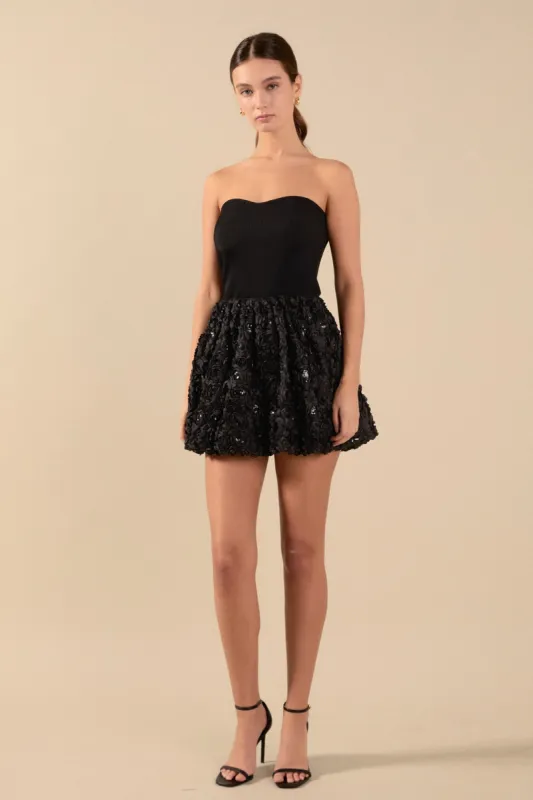 Colette Floral Sequin Bubble Mini Skirt sold by Endless Rose