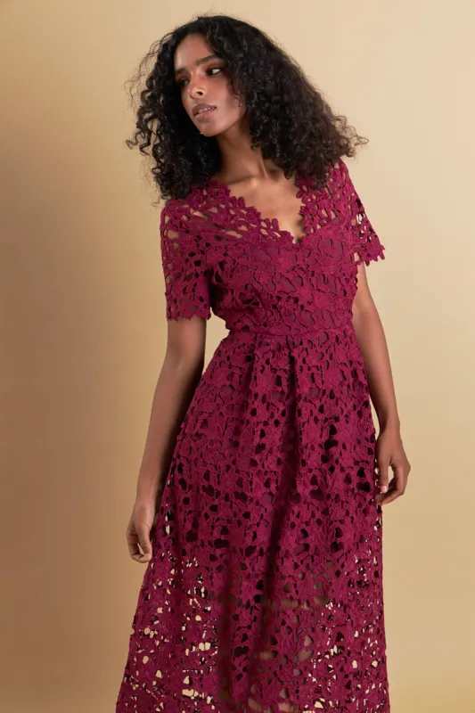 All Over Lace Short Sleeves Midi Dress sold by Endless Rose