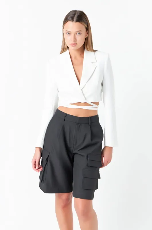 Cropped Blazer with Tie Detail sold by Endless Rose