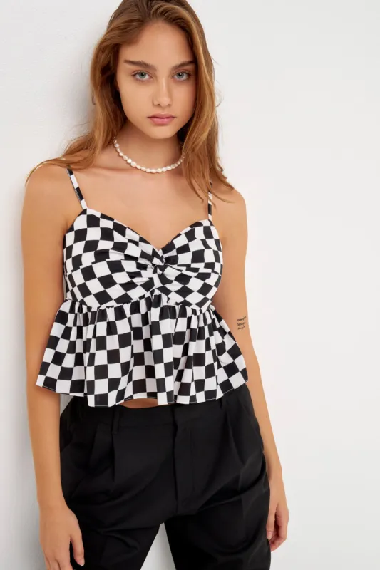 Knotted Checker Print Top sold by Endless Rose