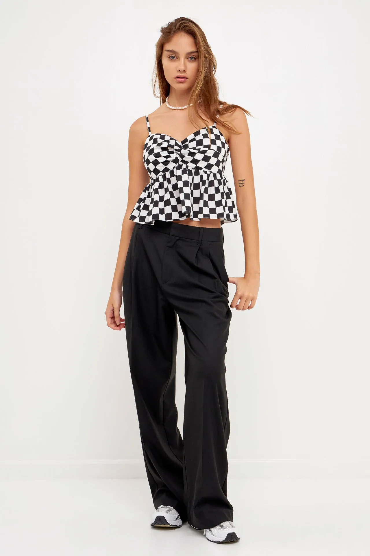 Knotted Checker Print Top sold by Endless Rose product image thumbnail 2