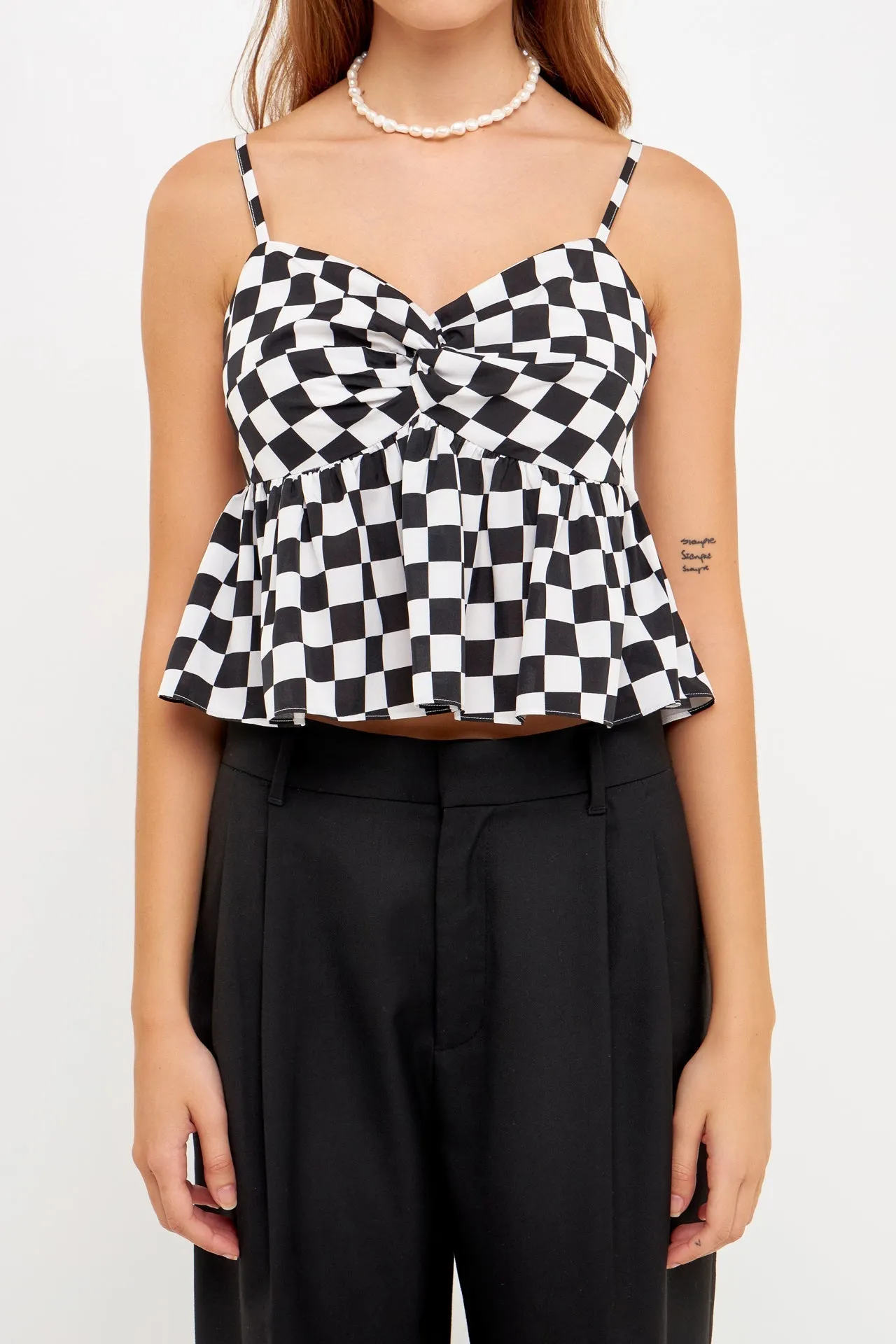 Knotted Checker Print Top sold by Endless Rose product image thumbnail 3