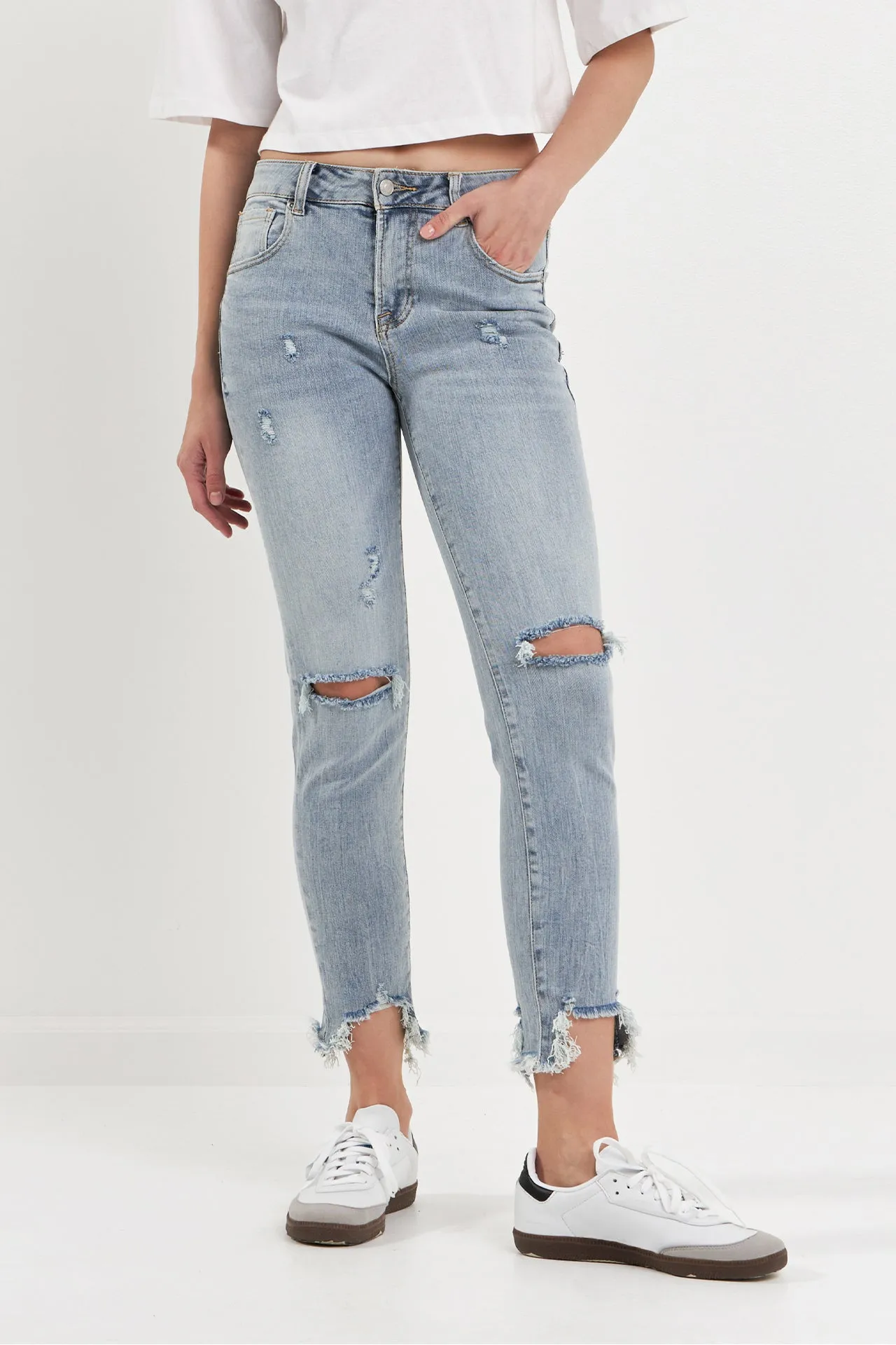 Mid Rise Distressed Ankle Skinny Jeans sold by Endless Rose product image thumbnail 2