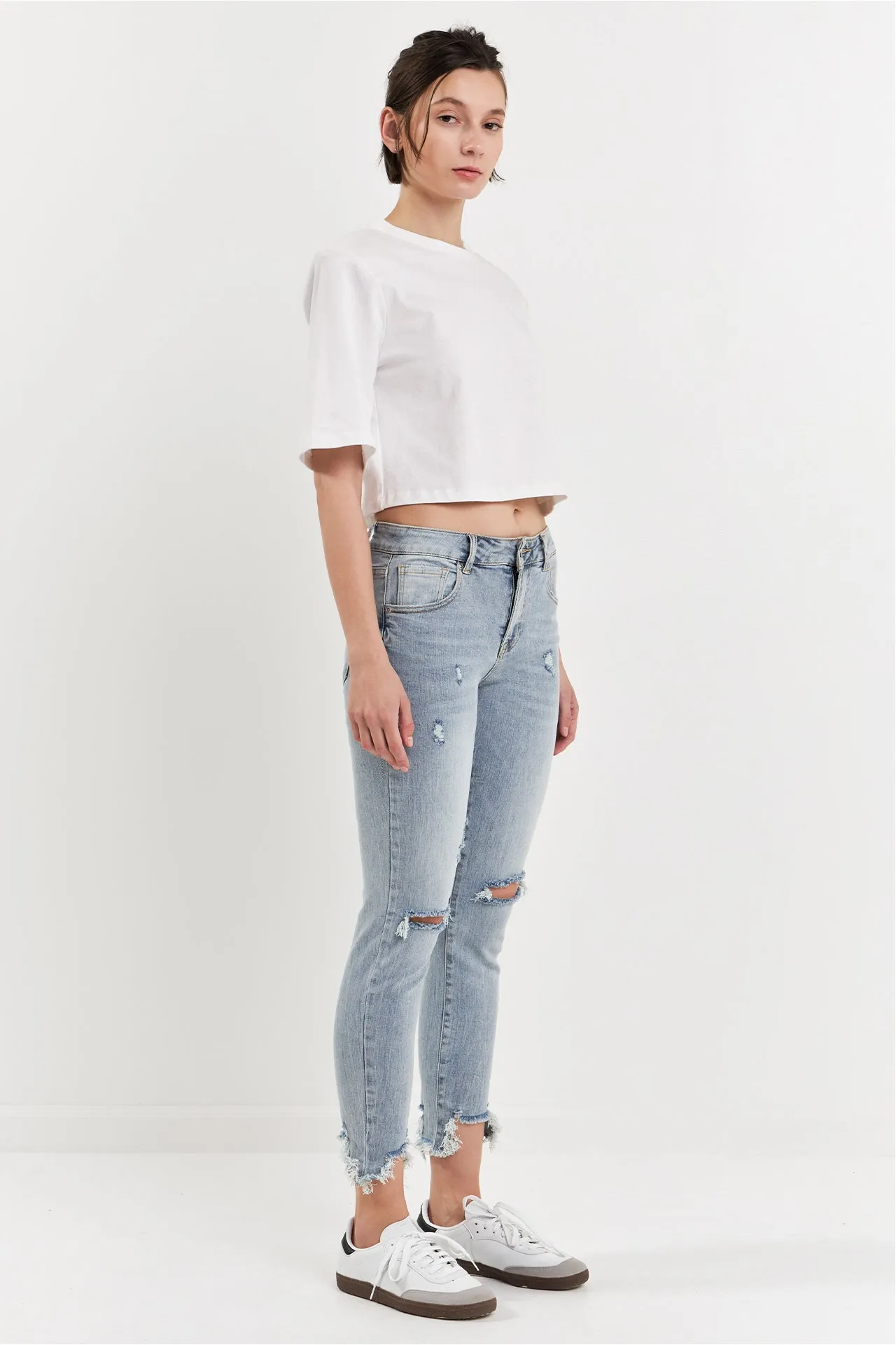 Mid Rise Distressed Ankle Skinny Jeans sold by Endless Rose product image thumbnail 3