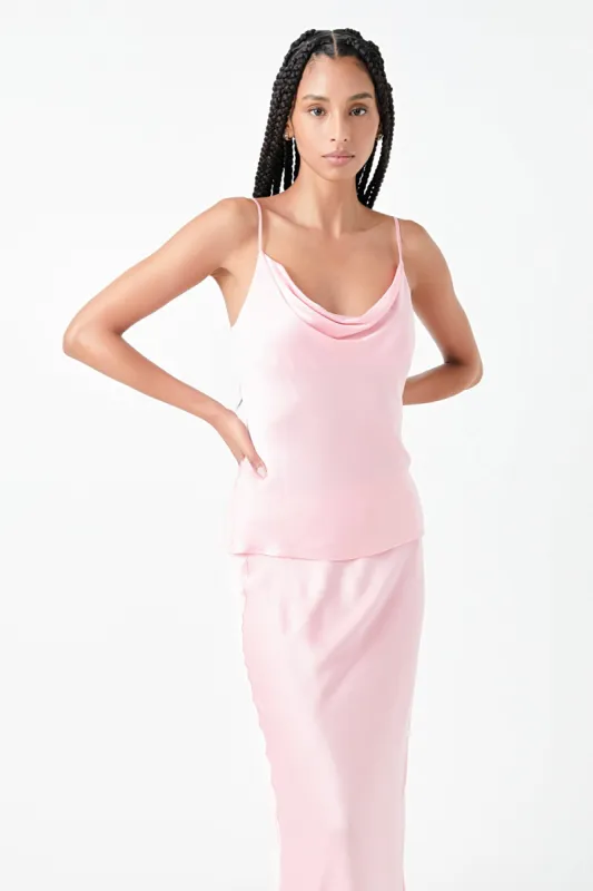 Satin Cowl Neck Top sold by Endless Rose