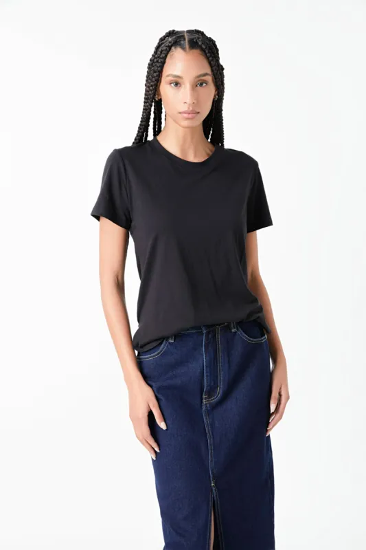 Classic Round Neck T-shirt With Round Hem made by Endless Rose