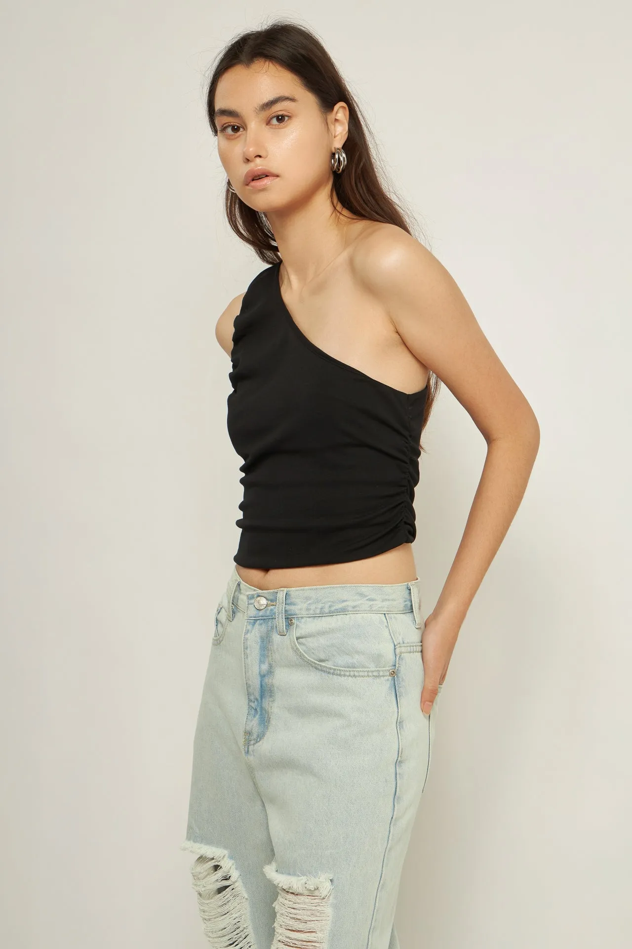 Ruched One Shoulder Crop Top sold by Endless Rose