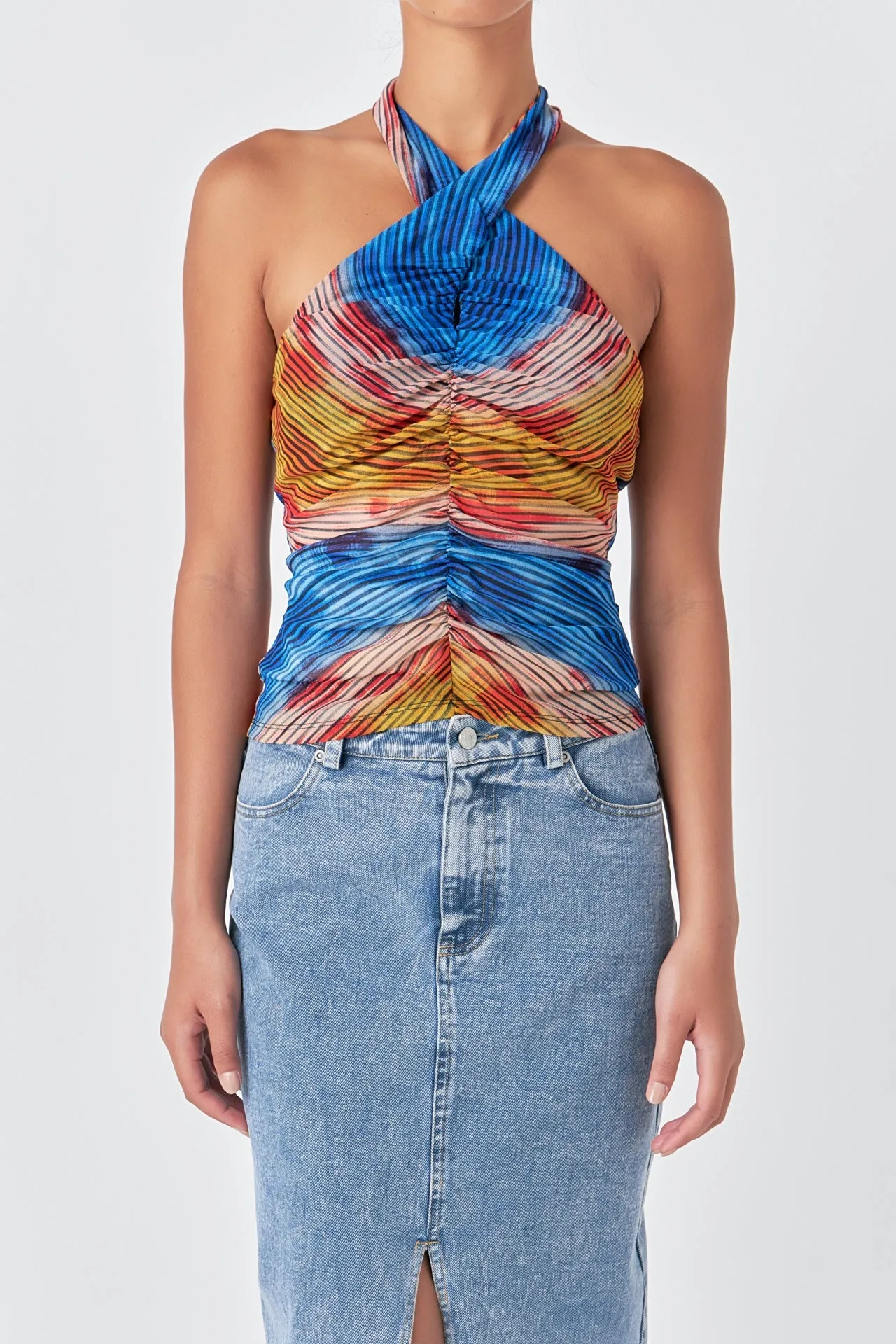 Striped Mesh Halter Top sold by Endless Rose product image thumbnail 3
