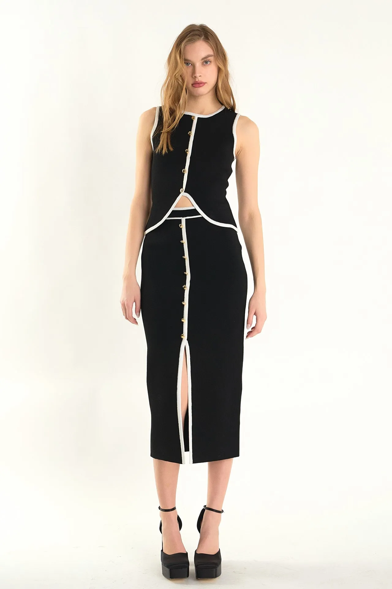 Knit Contrast Maxi Skirt sold by Endless Rose