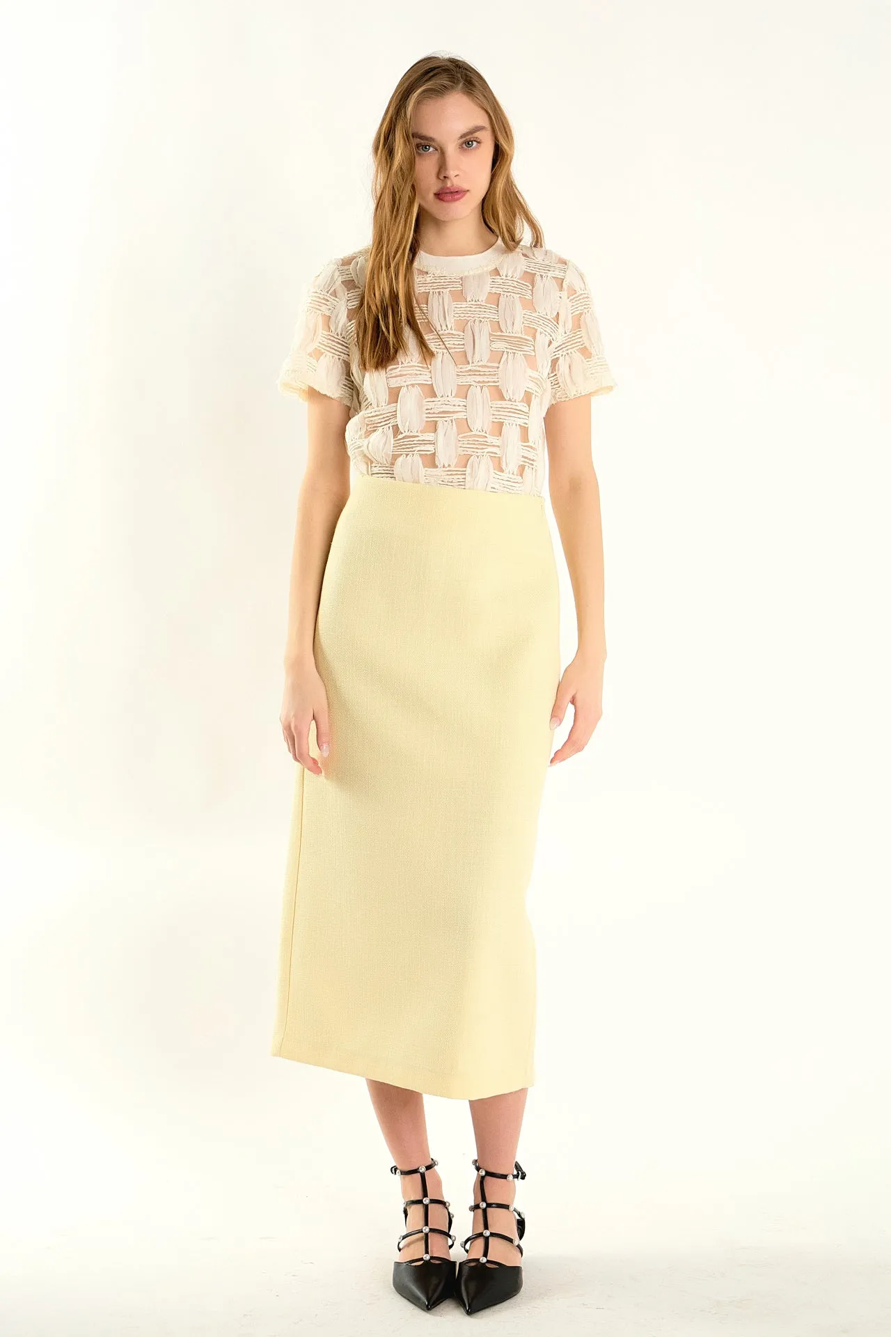 Claire Grid Textured Short Sleeve Top sold by Endless Rose product image thumbnail 3