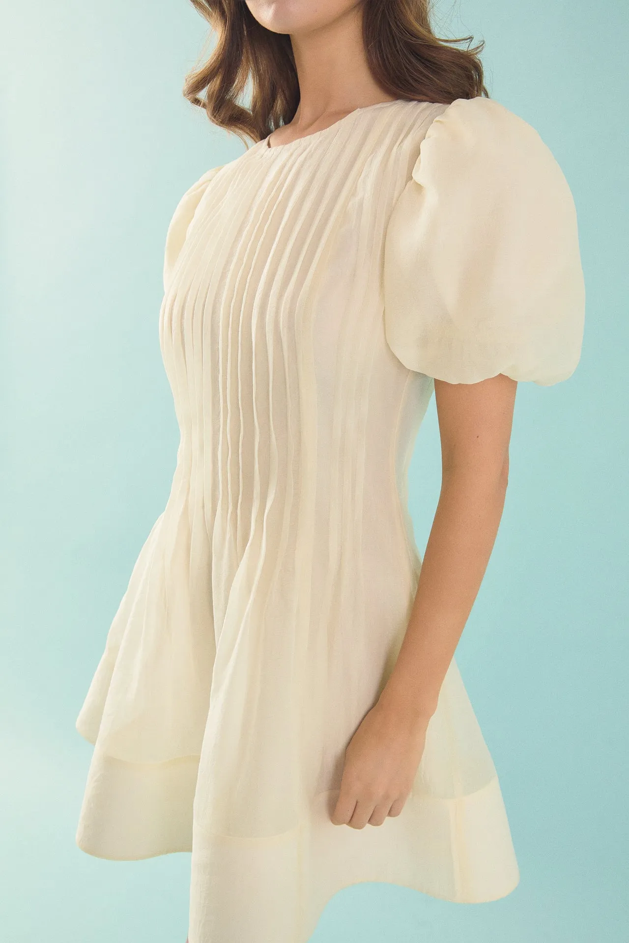 Bridget Organza Pintuck Blouson Puff Sleeve Mini Dress sold by Endless Rose product image thumbnail 2