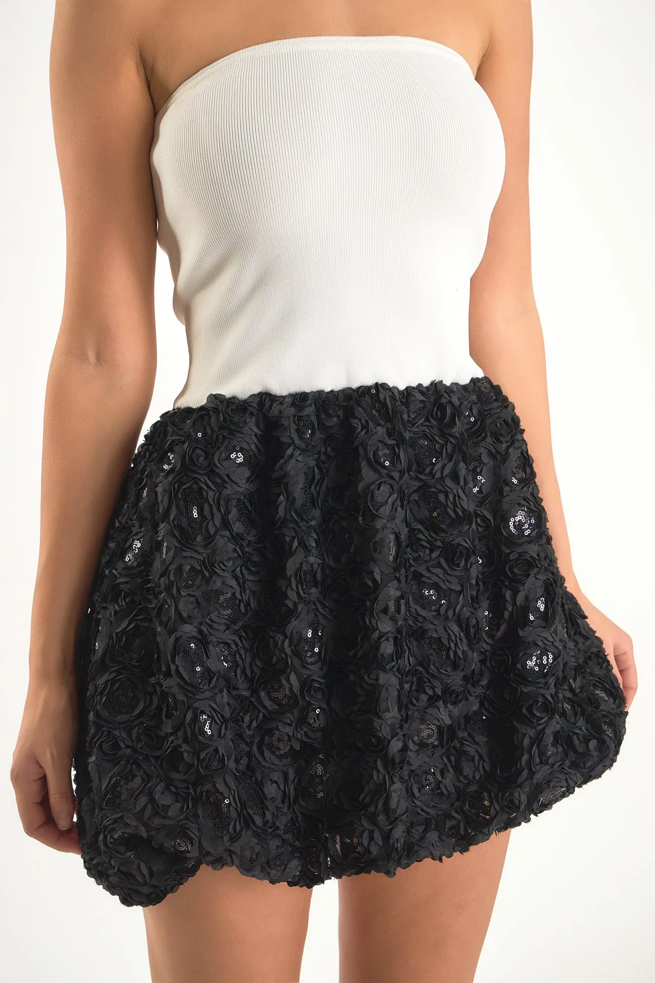 Sabrina Floral Sequin Mixed Media Mini Dress sold by Endless Rose product image thumbnail 2