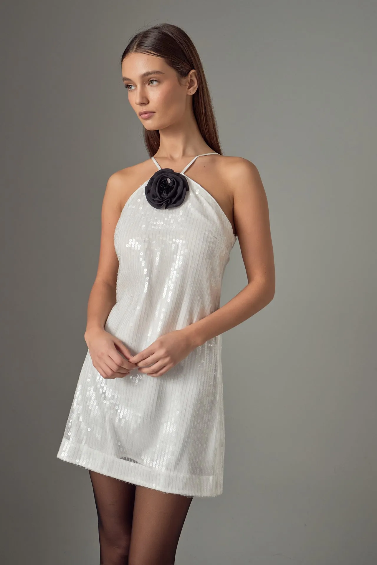 Aimee Sequined Halter Mini Dress with Florette sold by Endless Rose product image thumbnail 5