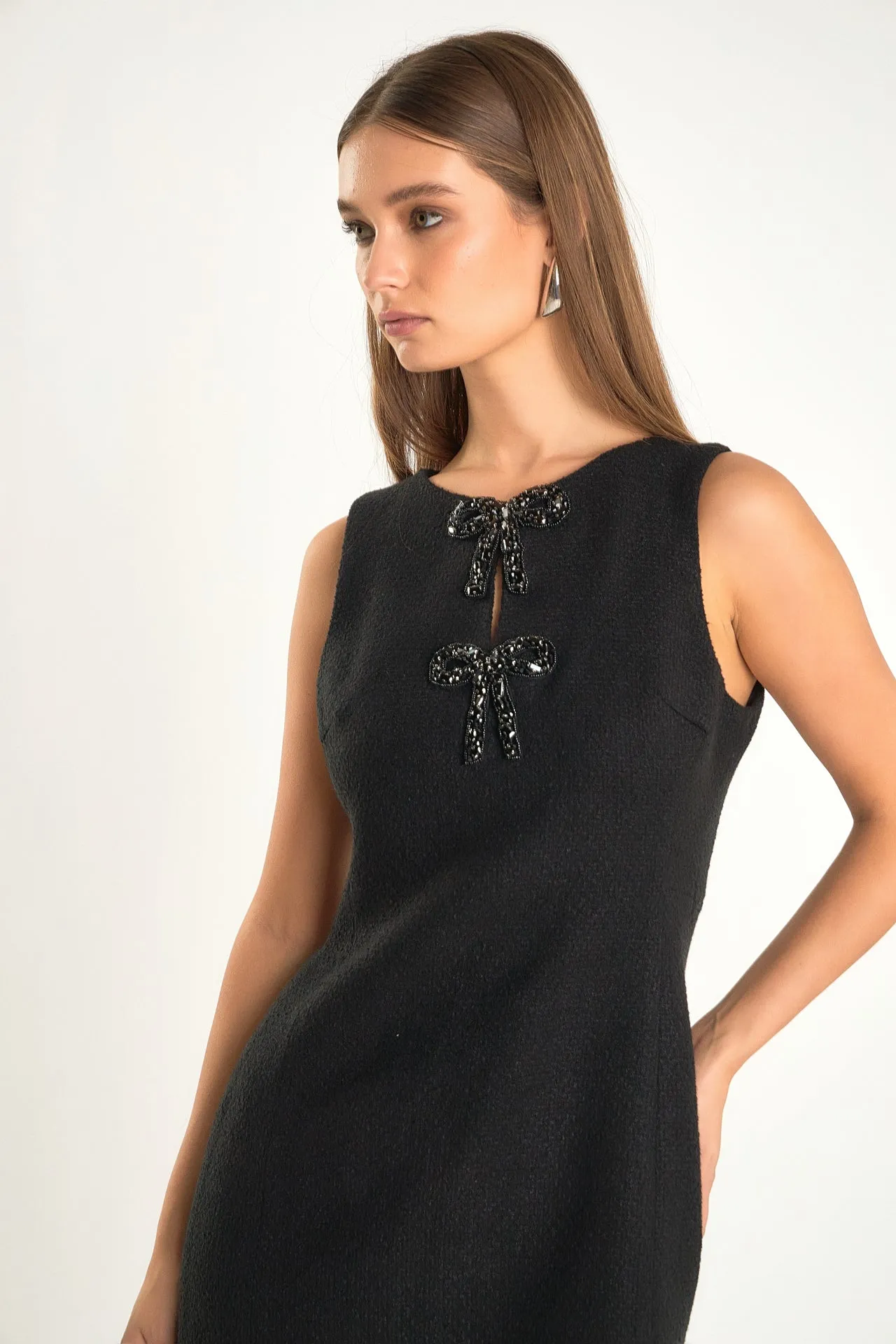 Cleo Bow Embellished Tweed Sleeveless Mini Dress sold by Endless Rose product image thumbnail 5