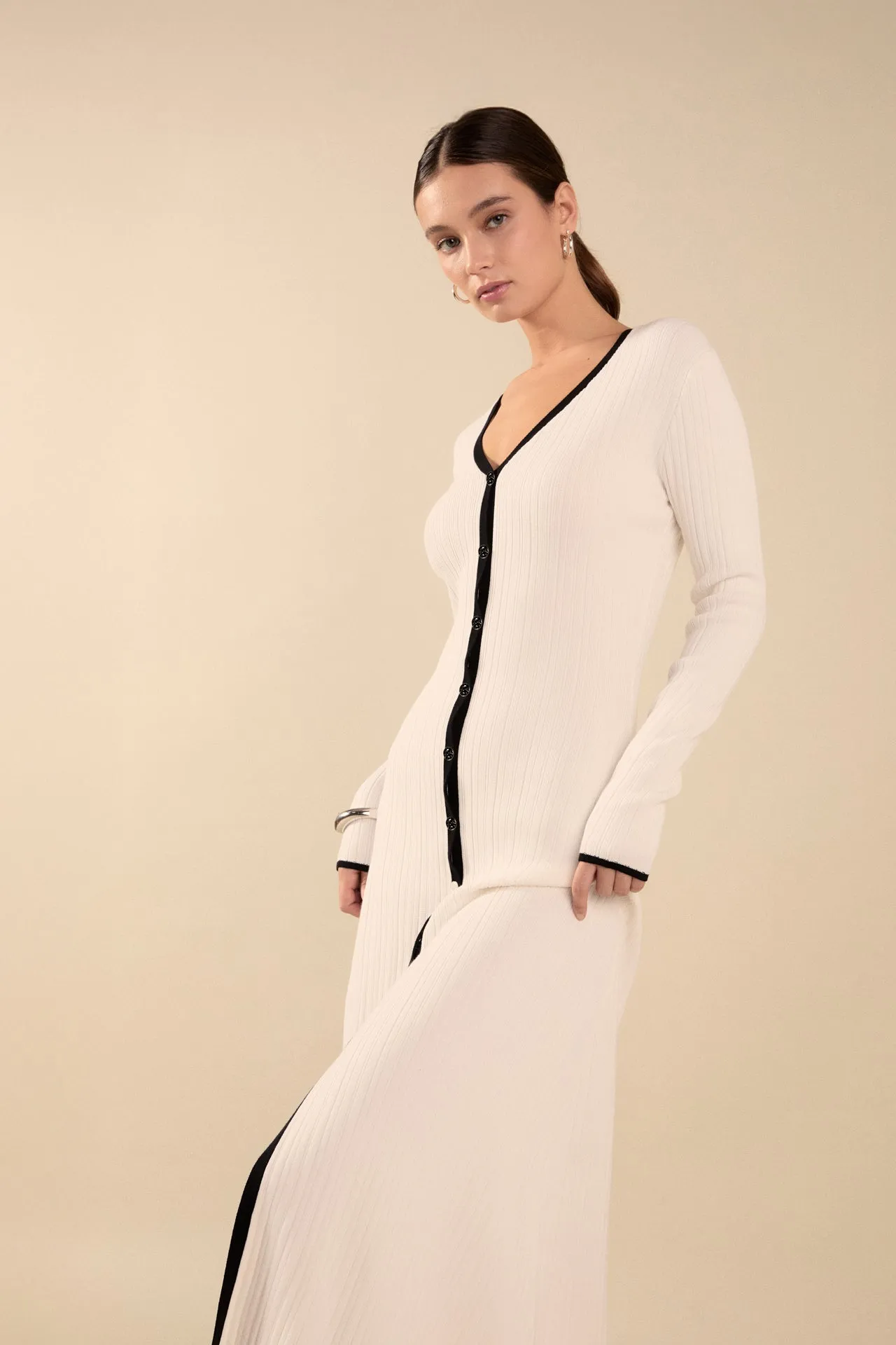 Valerie Contrast Buttoned Sweater Knit Midi Dress sold by Endless Rose product image thumbnail 5