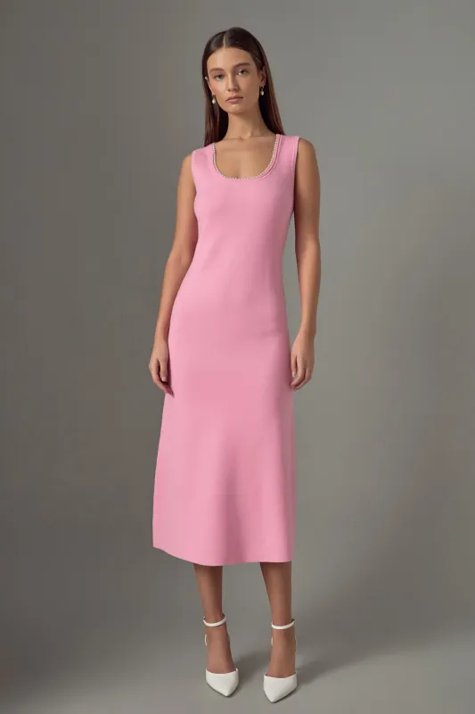 Pearl Trim Knit Midi Dress sold by Endless Rose