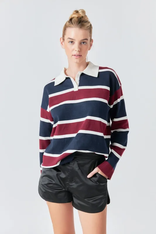 Striped Polo Knit Shirt sold by Endless Rose