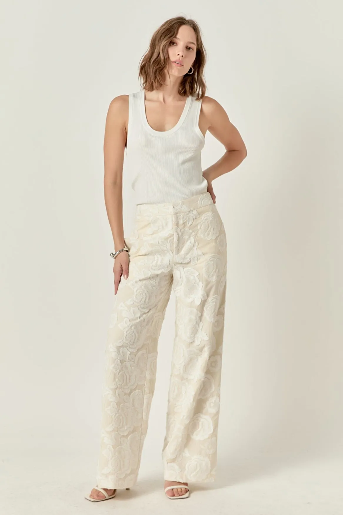 Floral Embroidered Relaxed Pants sold by Endless Rose