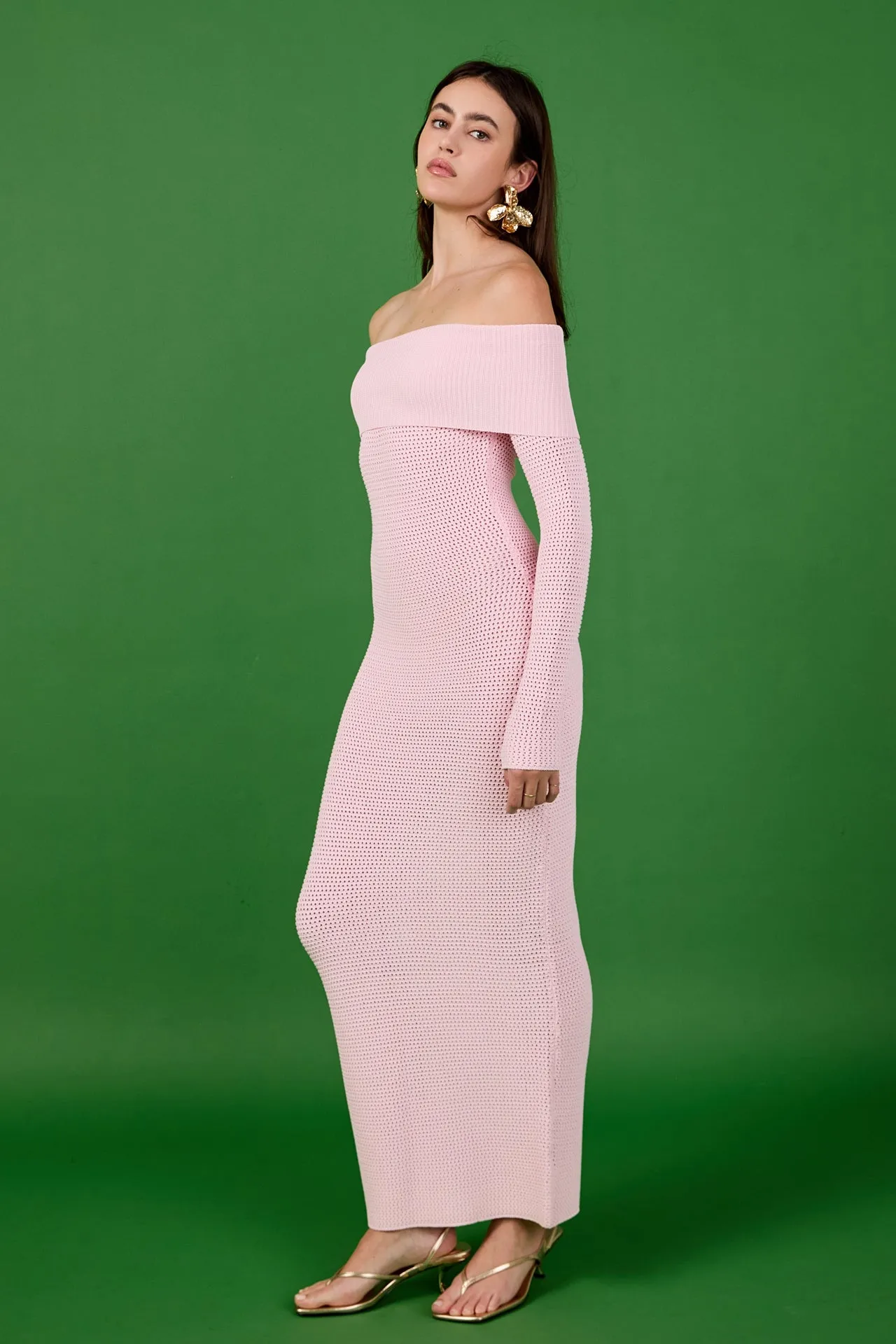 Off Shoulder Long Sleeve Midi Dress sold by Endless Rose product image thumbnail 3