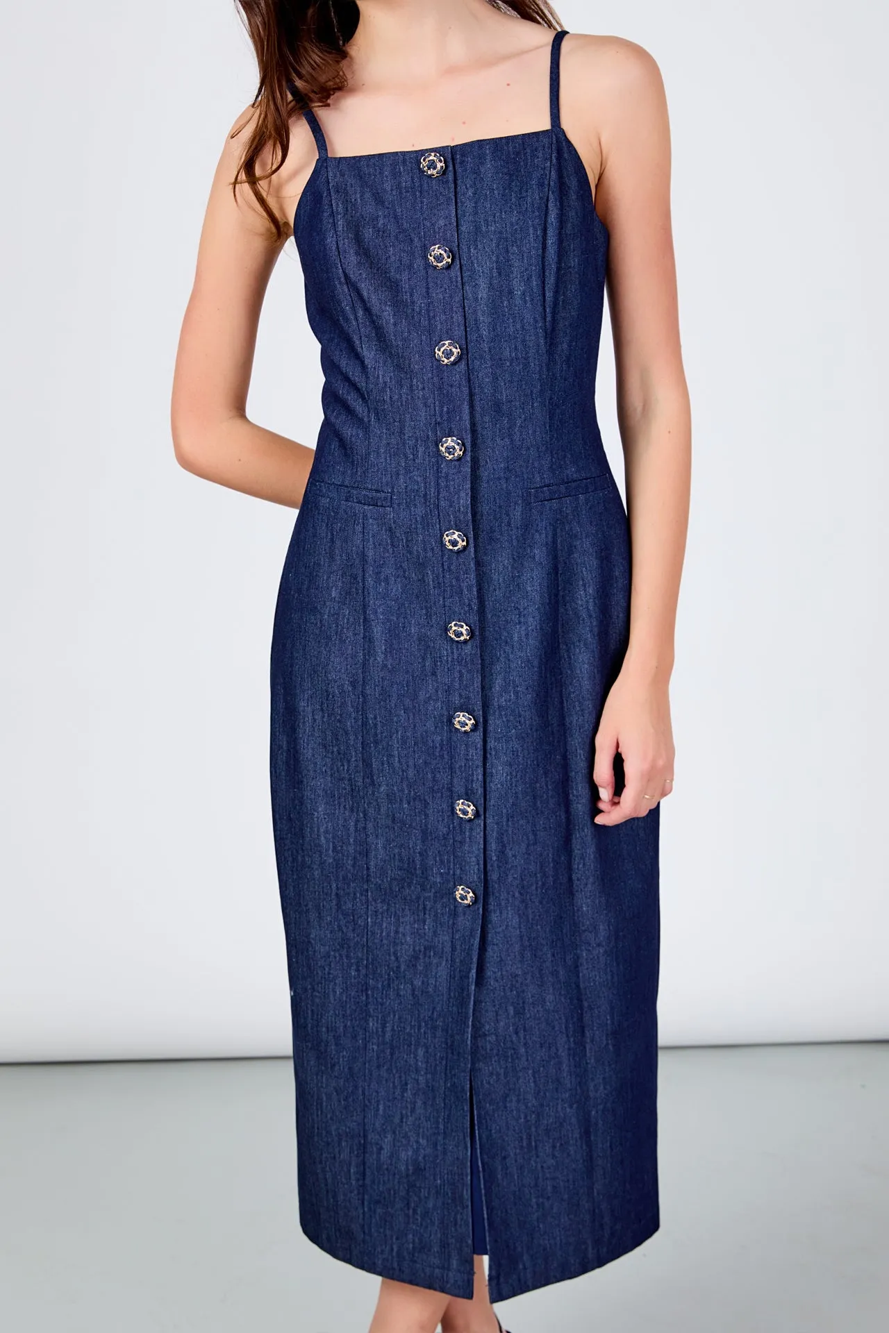 High Neck Denim Midi Dress sold by Endless Rose product image thumbnail 2
