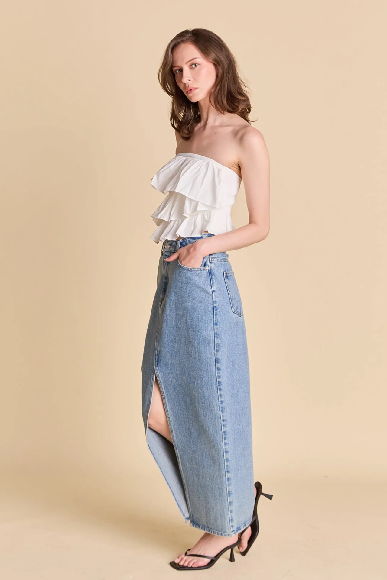 Mixed Media Ruffled Strapless Top sold by Endless Rose product image thumbnail 4