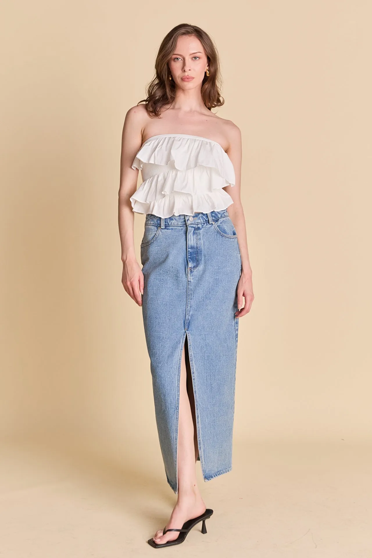 Mixed Media Ruffled Strapless Top sold by Endless Rose product image thumbnail 3